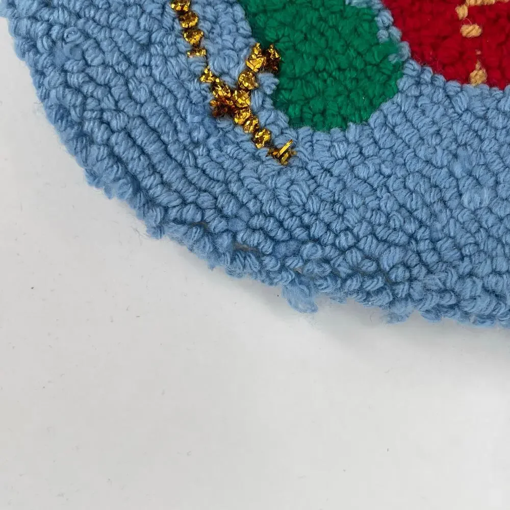 VINTAGE Christmas Stocking Wool Acrylic Carson Pirie Santa Penguins Needlepoint